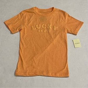 NWT Lucky Brand Orange Logo Youth Kids Boys Short-Sleeve T-Shirt Size 6